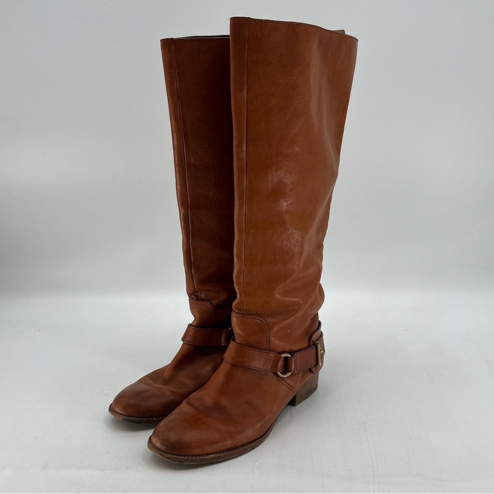 Coach Natale whiskey color leather tall 9.5B riding boots-no zipper